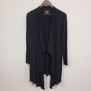 Faceplant Womens Bamboo Open Front Long Cardigan Size S/M Black Cozy Layers